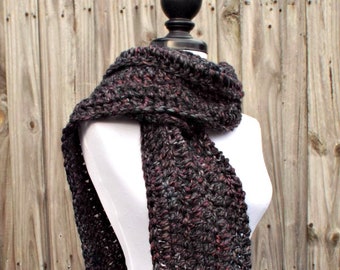 Chunky Oversized Crochet Scarf for Men and Women - New Englander Winter Scarf in Blackstone