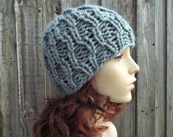 Cable Knit Hat, Chunky Knit Hat, Womens Hat, Mens Hat, Winter Hat, Knit Beanie, Knit Cap, Amsterdam Cable Beanie, Slate Grey