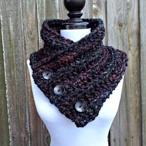 Chunky Crochet Cowl, Womens Cowl, Mens Cowl, Womens Scarf, Mens Scarf, Winter Cowl, Crochet Neckwarmer, Wellington Cowl, Blackstone