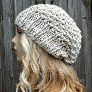 Chunky Knit Hat, Womens Hat, Mens Hat, Winter Hat, Knit Beanie, Knit Cap, Slouchy Hat, Honeycomb Slouchy Beanie