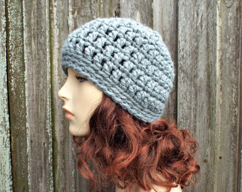 Chunky Crochet Hat, Womens Hat, Mens Hat, Winter Hat, Crochet Beanie, Crochet Cap, Fitted Beanie, Slate Grey