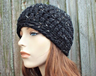 Chunky Crochet Hat, Womens Hat, Mens Hat, Winter Hat, Crochet Beanie, Crochet Cap, Fitted Beanie, Obsidian Black