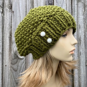 Grov stickad mössa, dammössa, herrmössa, vintermössa, lös mössa, stickad mössa, stickad basker, stickad mössa, fröbasker, koriandergrön