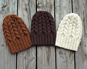 Knitted Hat Pattern, Hat Knitting Pattern, Knit Beanie, Knit Hat, Womens Hat, Mens Hat, Cable Hat Pattern, Knit Cap, Dueling Cables Beanie