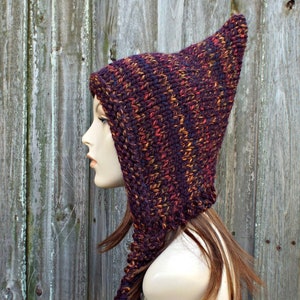 Witch Hat, Pixie Hat, Knit Hood, Womens Hat, Chunky Knit Hat, Winter Hat, Fall Fashion Accessories, Pixie Hood, Harvest
