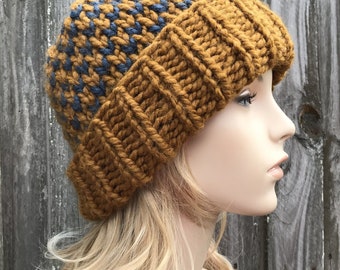 Chunky Knit Hat, Womens Hat, Mens Hat, Winter Hat, Knit Beanie, Knit Cap, Cuffed Beanie, Mens Beanie, Womens Beanie