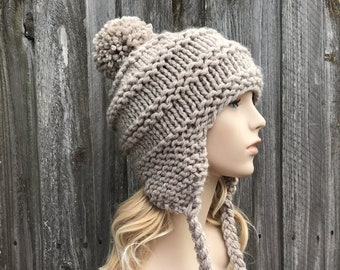 Knit Hat Pattern Ski Hat Pom Pom Hat 