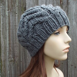 Chunky Knit Hat, Cable Hat, Mens Hat, Womens Hat, Knit Cap, Knit Beanie, Winter Hat, Cable Beanie, Mens Beanie, Womens Beanie, Grey