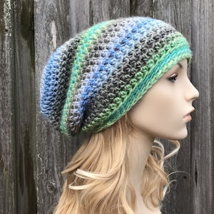 Crochet Hat, Womens Hat, Mens Hat, Winter Hat, Crochet Beanie, Crochet Cap, Slouchy Beanie, Slouchy Hat, Ocean