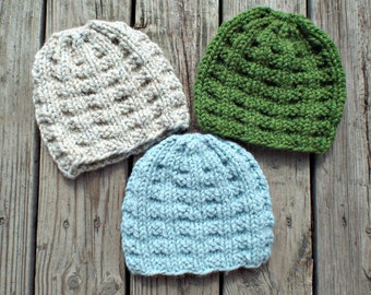 Knit Hat Pattern, Hat Knitting Pattern, Knit Beanie Pattern, Chunky Knit Hat, Womens Hat, Mens Hat, Winter Hat, Waffle Beanie