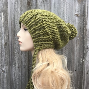 Grobstrick Mütze, Damenmütze, Herrenmütze, Wintermütze, Strickmütze, Strickmütze, Charlotte Slouchy Beanie, Cilantro Grün