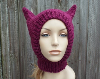 Knit Hat Pattern, Cat Balaclava Pattern, Knit Cat Hat