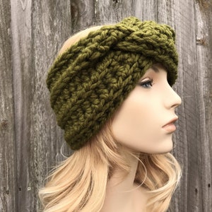 Wide Winter Headband, Womens Headband, Mens Headband, Chunky Crochet Headband, Earwarmer, Headwrap, Head Wrap, Novalie Head Band, Cilantro