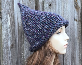 Witch Hat, Wizard Hat, Halloween Costume, Gnome Hat, Elf Hat, Chunky Knit Hat, Womens Hat, Mens Hat, Winter Hat, Fall Fashion, Abalone