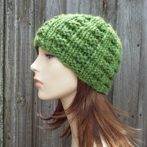 Chunky Knit Hat, Womens Hat, Mens Hat, Winter Hat, Knit Beanie, Knit Cap, Waffle Beanie, Grass Green