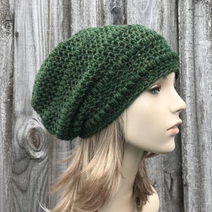 Crochet Hat, Womens Hat, Mens Hat, Winter Hat, Crochet Beanie, Wool Hat, Boho Hat, Slouchy Beanie, Penelope Slouchy Hat, Forest Heather