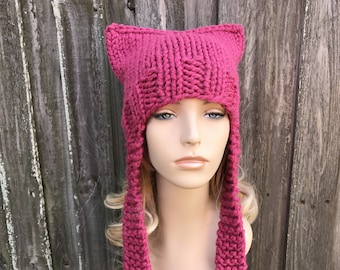 Knit Cat Hat Knitting Pattern, Knit Hat Pattern, Ear Flap Hat, Cat Ear Hat, Womens Hat, Easy Knitting Patterns for Hats, Knitting Tutorial