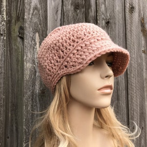 Chunky Crochet Hat, Womens Hat, Mens Hat, Winter Hat, Field Cap, Cadet Cap, Ridgeway Cap, Newsboy Cap, Newsboy Hat, Rosewater