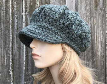 Chunky Crochet Hat, Womens Hat, Mens Hat, Newsboy Cap, Newsboy Hat, Hat with Brim, Winter Hat, Golf Cap, Baker Boy Hat, Juniper