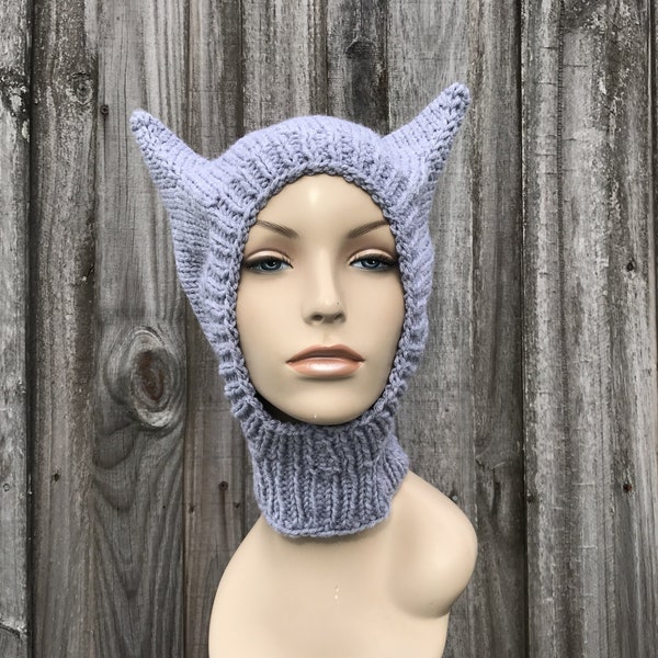 Knit Hat Pattern, Cat Balaclava Pattern, Knit Cat Hat Pattern, Ski Mask Pattern, Knitting Pattern, Cat Ear Hood Pattern, Wild Thing Hat