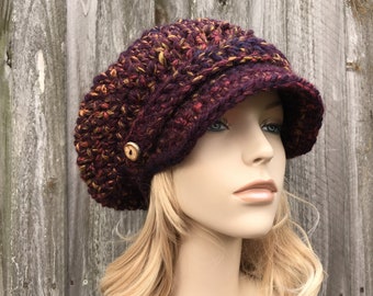 Newsboy Hat, Newsboy Cap, Chunky Crochet Hat, Womens Hat, Mens Hat, Slouchy Hat, Crochet Cap, Fall Fashion, Winter Accessories, Harvest