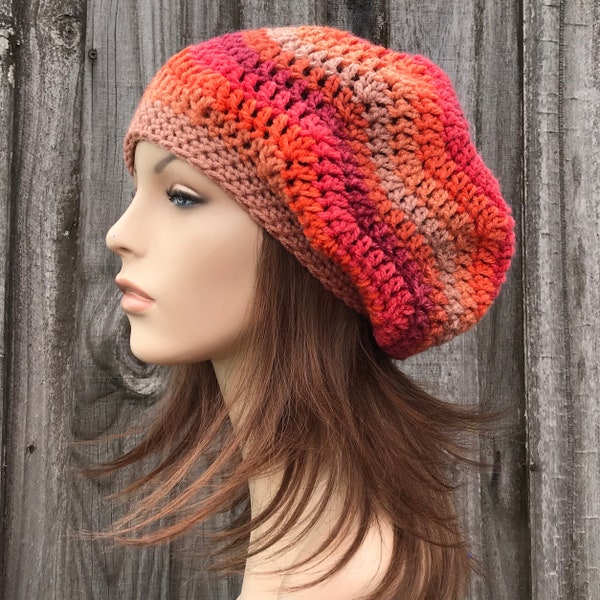 Crochet Hat Pattern, Crochet Pattern, Crochet Tutorial, Easy Crochet Pattern, Chevron Slouchy Beanie Pattern, Womens Hat, Winter Hat
