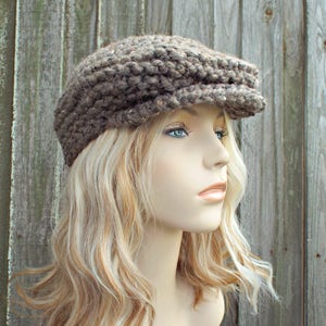 Golf Cap, Flat Cap, Chunky Knit Hat, Newsboy Hat, Newsboy Cap, Womens Hat, Mens Hat, Winter Hat, Knit Cap, Barley Brown