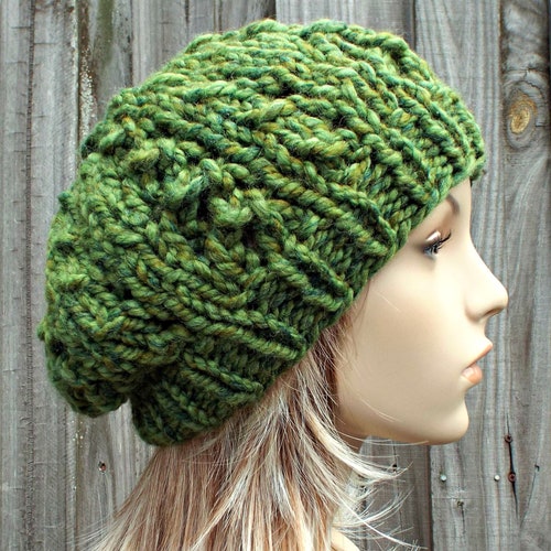 Instant Download Chunky Lace Beanie Knitting Pattern Knit Etsy