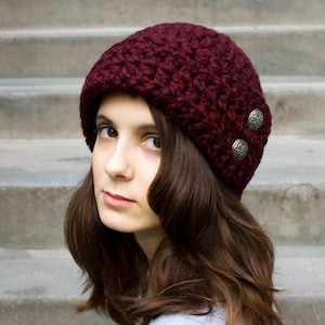 Black Cloche Hat, Chunky Knit Hat, Womens Hat, Mens Hat