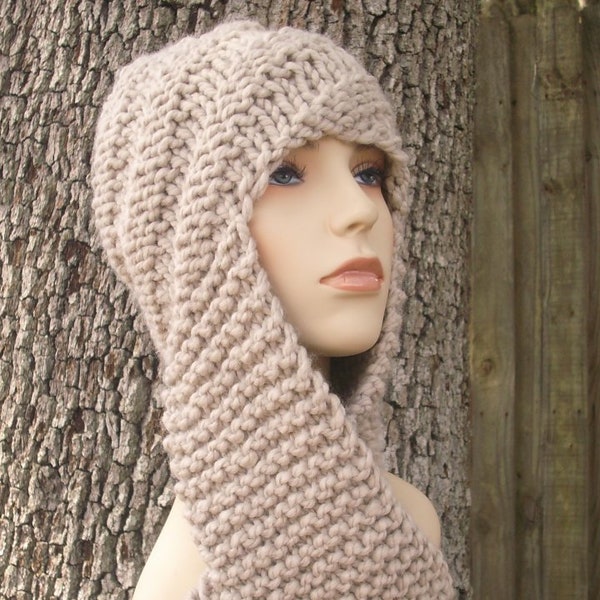 Hooded Scarf Knitting Pattern PDF - Knitting Pattern PDF for Swirl Beanie Scarf Hat Hood Scarf - Womens Accessories