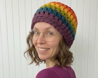 Gay Pride Hat Rainbow Hat - Crochet Rainbow Womens Hat Rainbow Mens Hat - Warm Winter Hat Gay Pride Beanie