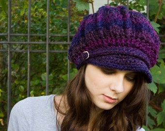 Crochet Hat Pattern - Hat Crochet Pattern Womens Winter Hats - Mens Beanie Newsboy Cap Crochet Slouchy Beanie Golf Cap - Spring Monarch