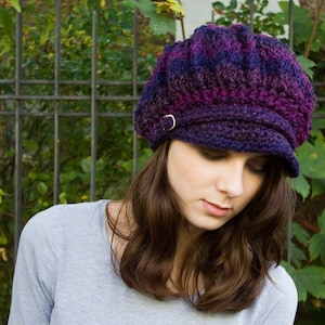 Crochet Hat Pattern - Hat Crochet Pattern Womens Winter Hats - Mens Beanie Newsboy Cap Crochet Slouchy Beanie Golf Cap - Spring Monarch