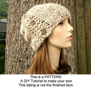 Chunky Knit Hat Pattern, Hat Knitting Pattern, Womens Hat, Mens Hat, Knitted Beanie Pattern, Knit Hat Tutorial, Cardigan Beanie Pattern