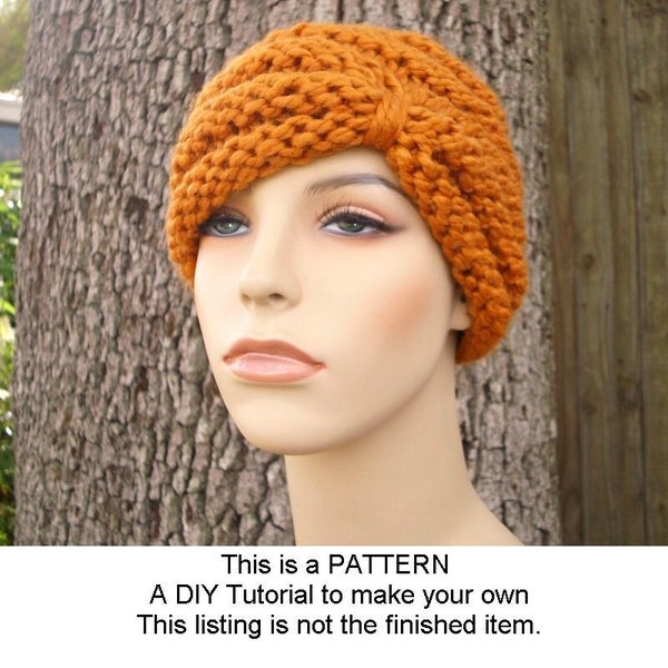 Instant Download Knitting Pattern - Knit Hat Knitting Pattern - Knit Hat Pattern for Turban Hat Beanie - Womens Accessories