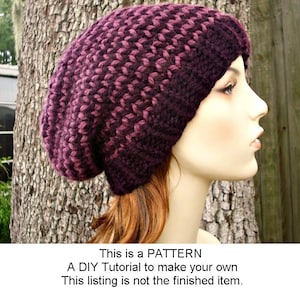 Patrón de gorro de punto grueso, patrón de tejido fácil, patrón de gorro de punto, gorro para hombre, gorro para mujer, hilo extragrueso, patrón de gorro ajustado y holgado