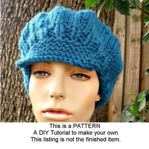 Instant Download Knitting Pattern - Knit Hat Pattern Chunky Newsboy Cap Pattern Chunky Beret Pattern - Womens Accessories