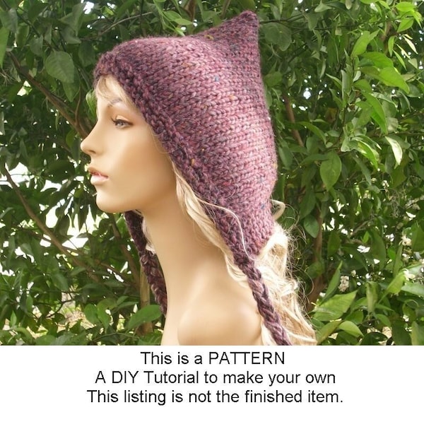 Instant Download Knitting Pattern - Knit Hat Knitting Pattern - Knit Hat Pattern for Spring Pixie Hat - Womens Accessories