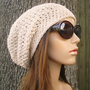 Slouchy Summer Hat, Crochet Hat, Womens Hat, Mens Hat, Boho Hat, Beach Hat, Slouchy Beanie, Weekender Slouchy Hat, Cream and Gold