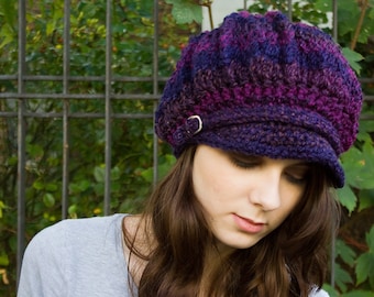 Casquette gavroche Bonnet au Crochet Bonnet femme Gavroche Bonnet ample au Crochet - Printemps monarque violet