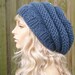 Knit Hat Womens Hat Slouchy Beanie - Oversized Beehive Beret Hat in Denim Blue Knit Hat - Blue Hat Blue Beret Womens Accessories
