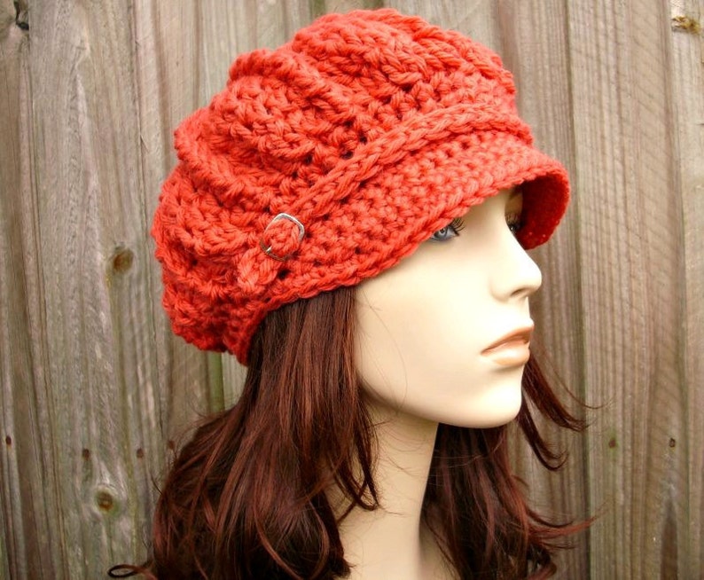 Crochet Hat Pattern Hat Crochet Pattern Womens Winter Hats Mens Beanie Newsboy Cap Crochet Slouchy Beanie Golf Cap Spring Monarch image 4