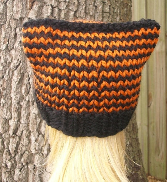 Cat Ear Hat, Hand Knit Cat Hat, Chunky Knit Hat, Womens Hat  display picture 2