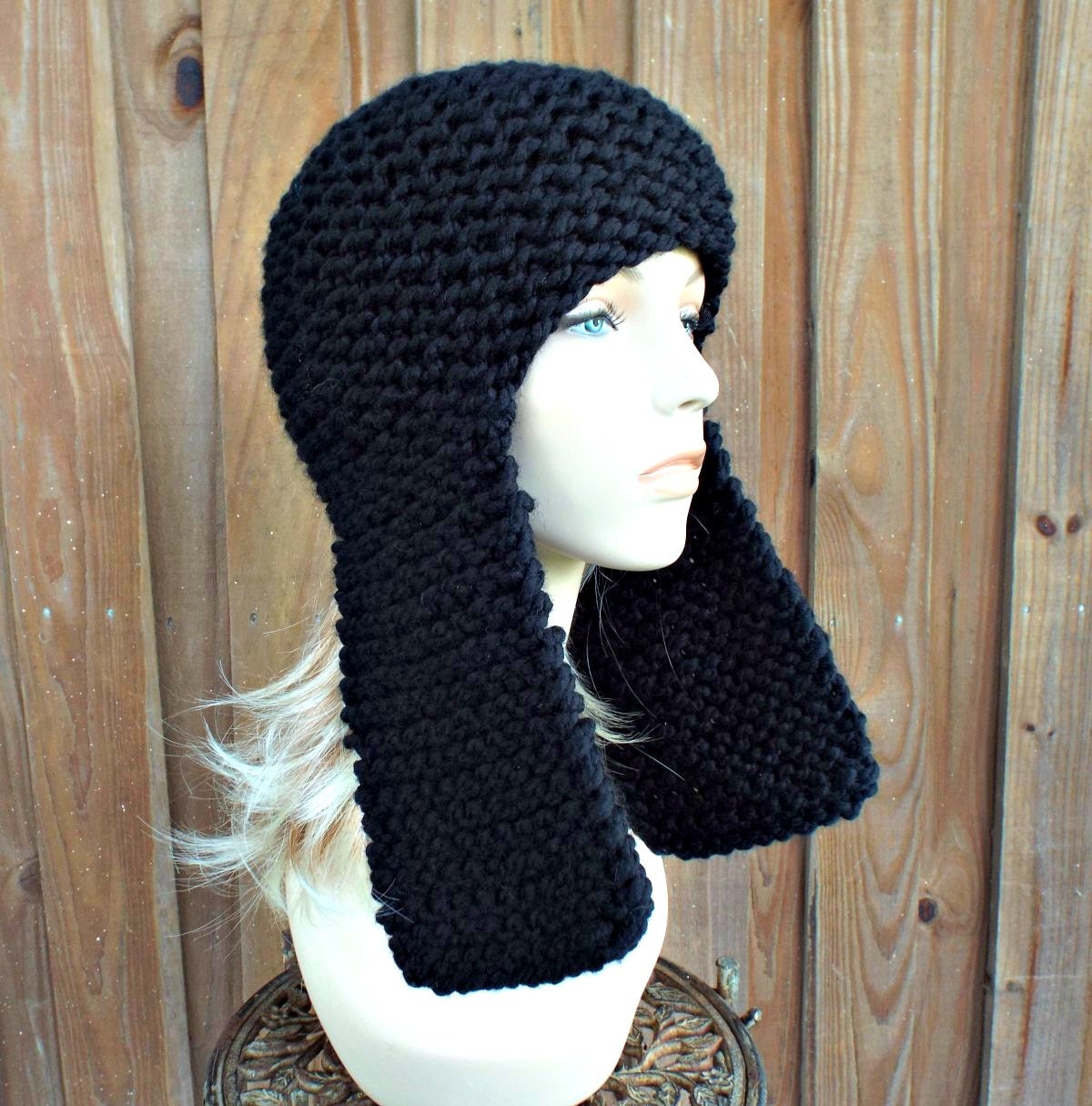 Black Ear Flap Hat, Chunky Knit Hat, Womens Hat, Mens Hat, Winter Hat, Earflap Hat, Trapper Hat, Black - Etsy Black Ear Flap Hat, Chunky Knit Hat, Womens Hat, Mens Hat, Winter Hat, Earflap Hat, Trapper Hat, Black - Etsy