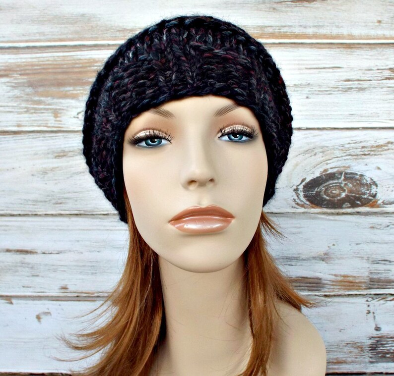 Chunky Knit Hat Womens Hat Winter Hat Slouchy Beanie Etsy