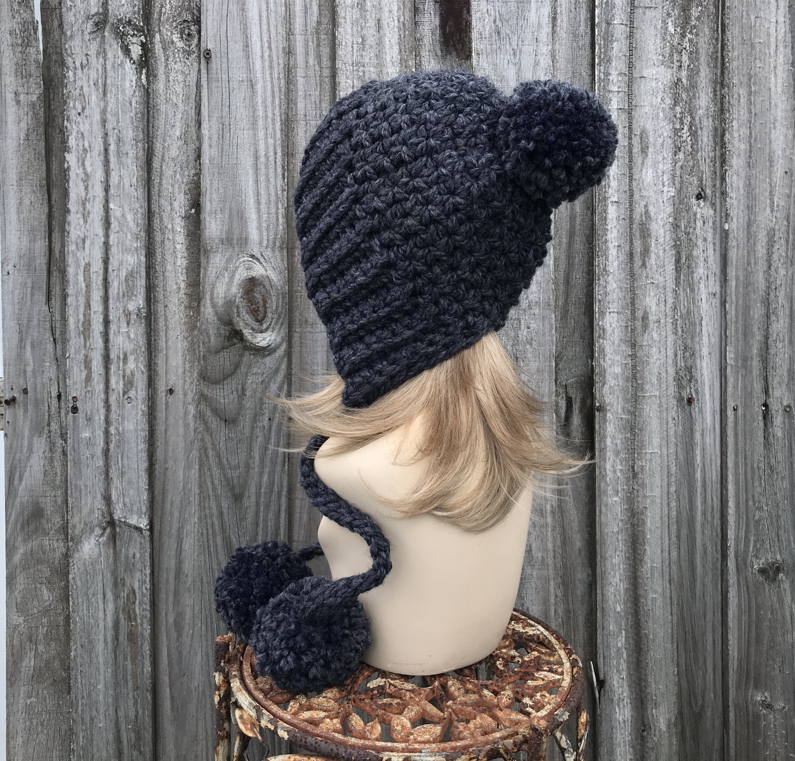 大人気！まとめ一覧 Chunky Crochet Hat, Crochet Beanie, Hat With Pom Poms 帽子