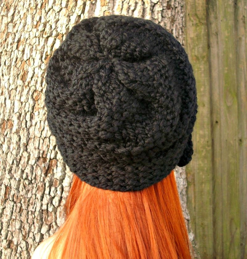Black Hat, Hand Knit Cloche Hat, Chunky Knit Hat, Womens Hat Black Hat, Hand Knit Cloche Hat, Chunky Knit Hat, Womens Hat