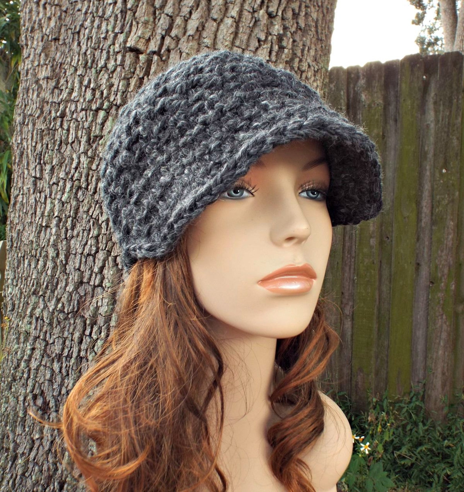 Newsboy Hat Crochet Hat Handmade Hat With Brim Mens Hat Etsy