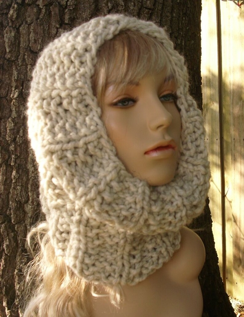 Chunky Knit Cowl, Knit Scarf, Cowl Scarf, Mens Cowl, Womens Cowl, Mens Scarf, Womens Scarf, Twilight Neckwarmer, Wheat image 2