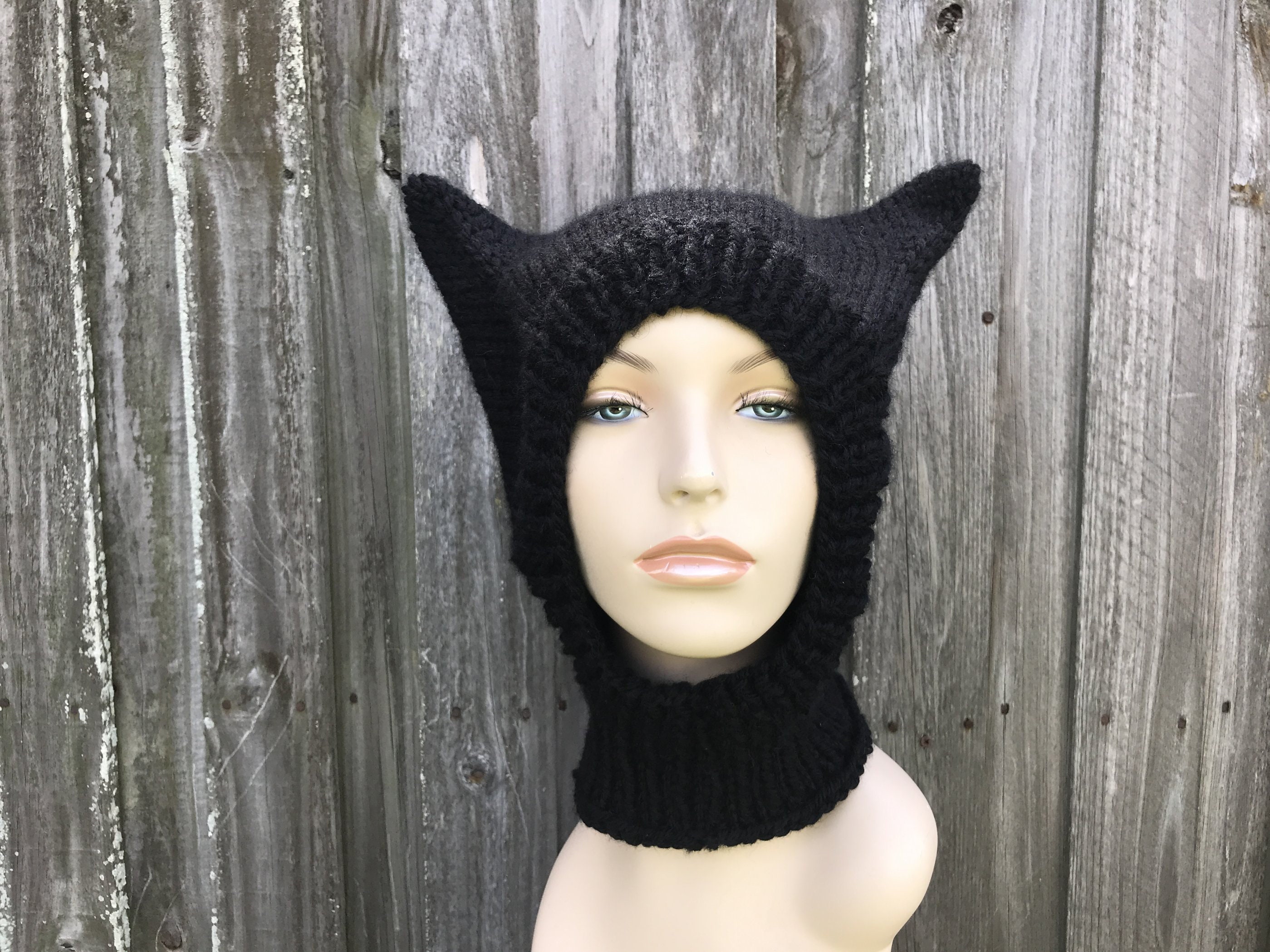 Knit Hat Pattern, Cat Balaclava Pattern, Knit Cat Hat